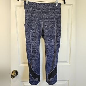 Athleta Blue Chat to Town Textured Cropped Leggings Small EUC